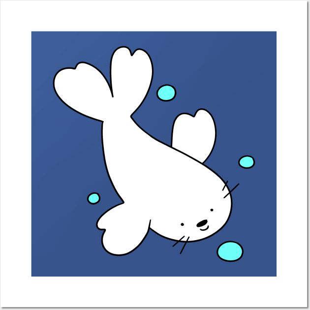 Swimming Baby Harp Seal Wall Art by saradaboru